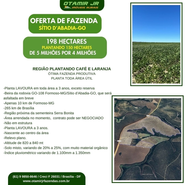 Fazenda em OFERTA para SOJA em Sítio d'Abadia-GO -SOJA-CAFÉ LARANJA: 4ª foto da galeria de imagens do imóvel