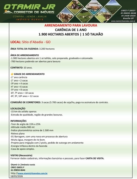 Arrendamento para LAVOURA - Goiás: 4ª foto da galeria de imagens do imóvel