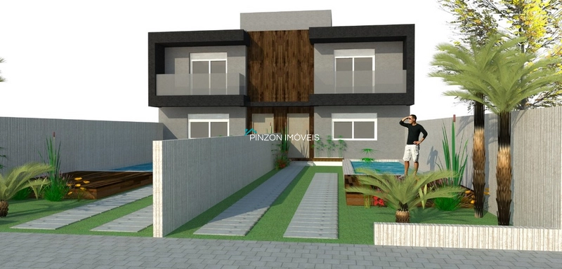 Sobrado geminado com piscina.