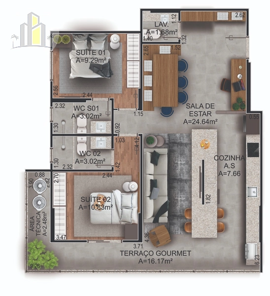 Lançamento 2 Suítes – 87 m² | Lado Praia | Dunas Residencial: 5ª foto da galeria de imagens do imóvel