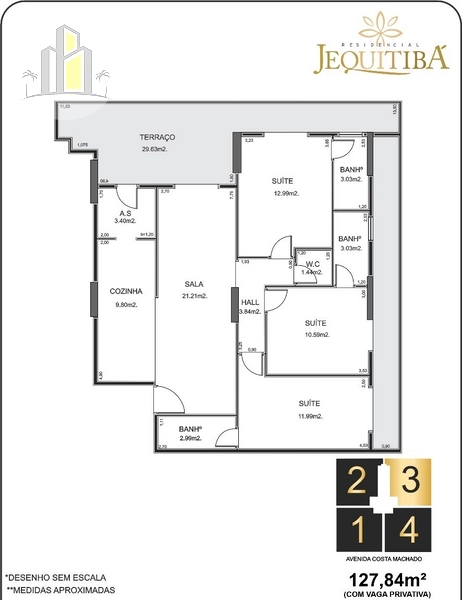 Apartamento de 127,84 m² – 3 Suítes e 2 Vagas no Residencial Jequitibá: 13ª foto da galeria de imagens do imóvel