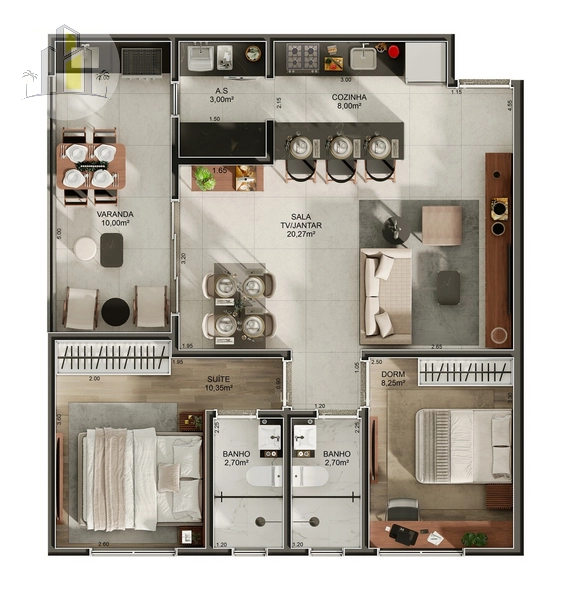 Apartamento 2 Dormitórios - 1 Suíte – 73 m² -  Canto do Forte: 7ª foto da galeria de imagens do imóvel