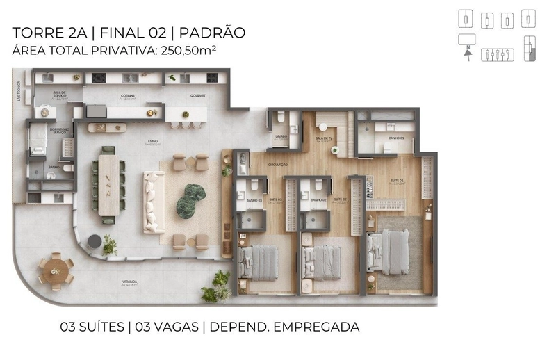 Apartamento Alto padrão em Jurere Internacional com 3 suítes e 3 vaga: 9ª foto da galeria de imagens do imóvel