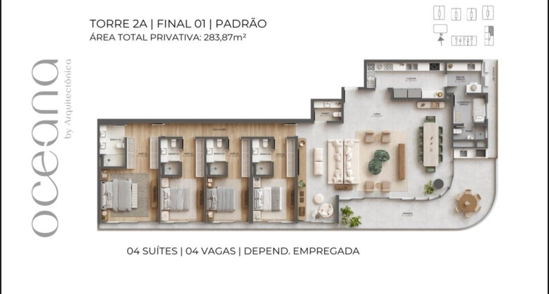 Apartamento Alto padrão em Jurere Internacional com 4 suítes 4 vagaS: 7ª foto da galeria de imagens do imóvel