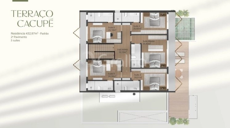 Casa em Cacupé em Condomínio fechado com 4 quartos 4 suítes e 3 vgs: 21ª foto da galeria de imagens do imóvel