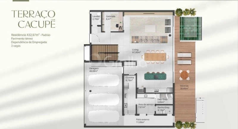 Casa em Cacupé em Condomínio fechado com 4 quartos 4 suítes e 3 vgs: 20ª foto da galeria de imagens do imóvel