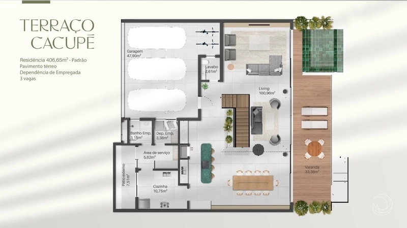 Casa em Cacupé em Condomínio fechado com 4 quartos 4 suítes e 3 vgs: 14ª foto da galeria de imagens do imóvel
