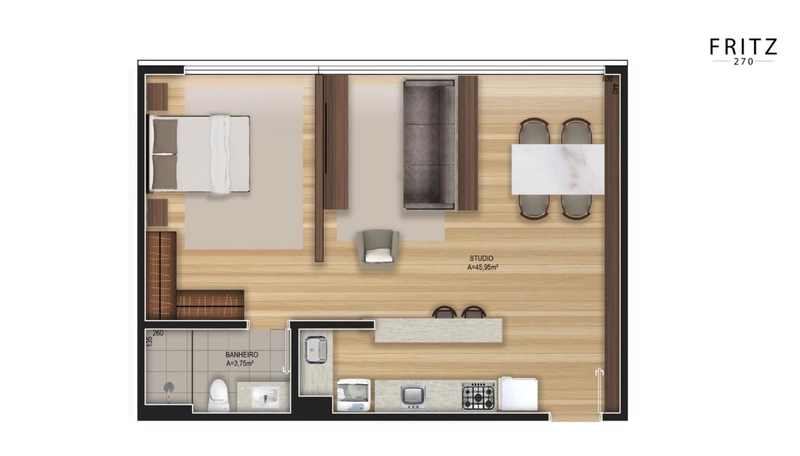 Apartamento em Coqueiros novo com 2 dormitórios 1 suíte e 2 vgs -55 m²: 4ª foto da galeria de imagens do imóvel