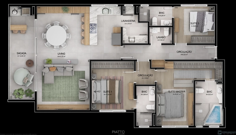Apartamento em Cacupé Com 3 dormitórios, sendo 03 suítes e 2 vagas: 13ª foto da galeria de imagens do imóvel