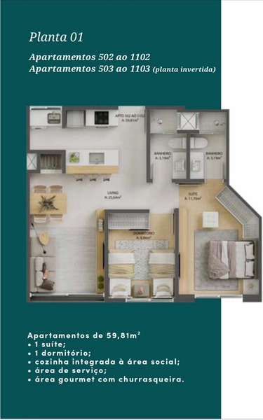 Apartamento na planta, com condição de pagamento facilitada!: 4ª foto da galeria de imagens do imóvel