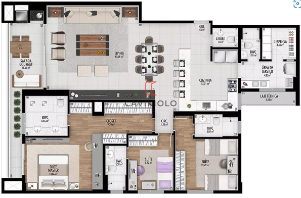 Apartamento 3 suítes e 2 vagas de garagem: 13ª foto da galeria de imagens do imóvel