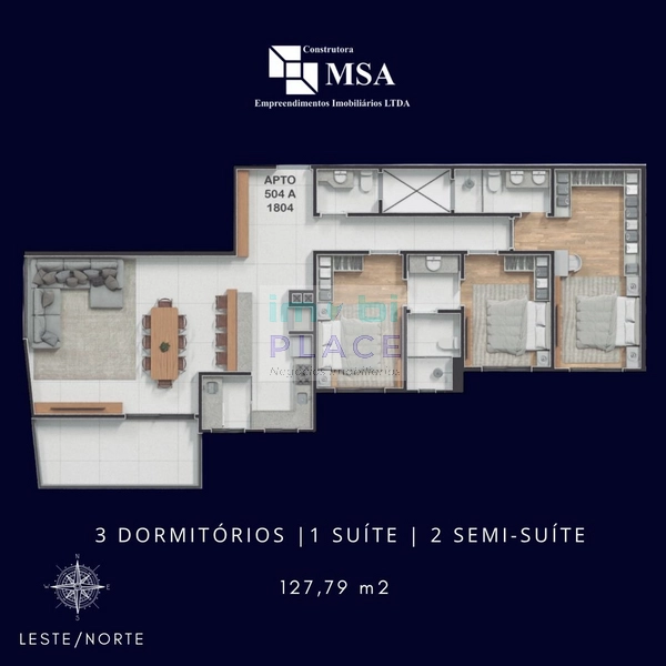 Apartamento 3 Dormitórios no Edifício Sence: Suítes, Sacada e Garagem: 2ª foto da galeria de imagens do imóvel