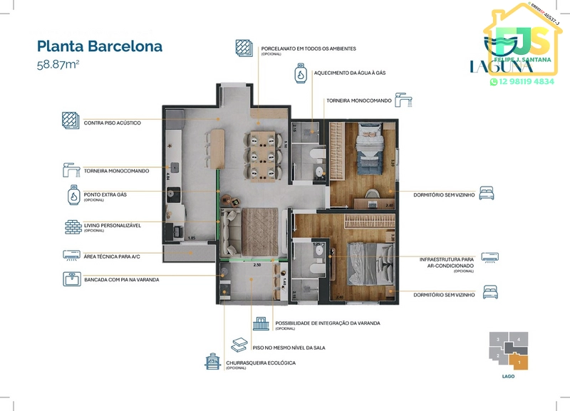 MELHOR APTO 2 DORM C/SUITE AO LADO DA LAGOA