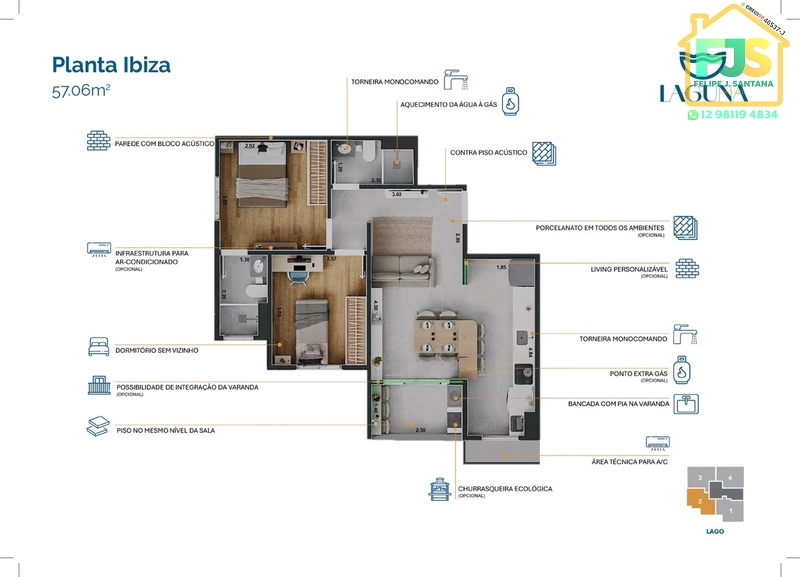 MELHOR APTO 2 DORM C/SUITE AO LADO DA LAGOA