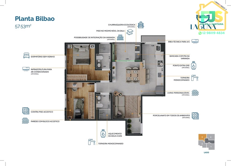 MELHOR APTO 2 DORM C/SUITE AO LADO DA LAGOA