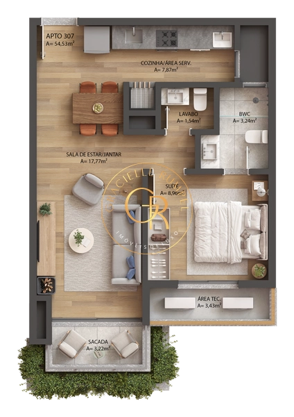 Apartamento com 01 suíte em Gramado na Planta: 14ª foto da galeria de imagens do imóvel