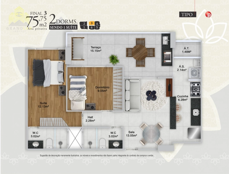 Apartamentos de 2 dorms 1 suite 75m², à venda por R$525.000,00: 16ª foto da galeria de imagens do imóvel