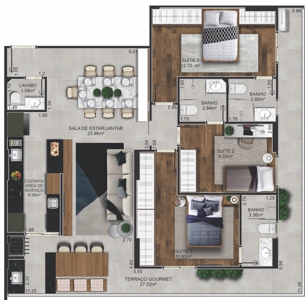 Apartamento de 2 dormitórios e 2 suítes, 83,47m² de área útil e 140,93: 34ª foto da galeria de imagens do imóvel