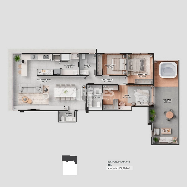 Apartamento 3 dorms (1 suíte) com terraço: 2ª foto da galeria de imagens do imóvel