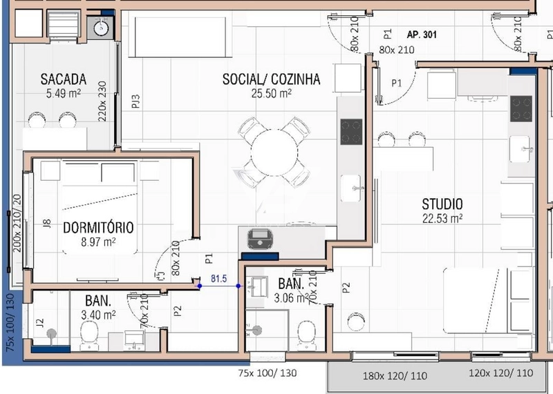 APARTAMENTO NOVO 2 DORMITÓRIOS OU AIRBNB  SENDO 1 STUDIO + 1 DORMITÓRI: 8ª foto da galeria de imagens do imóvel