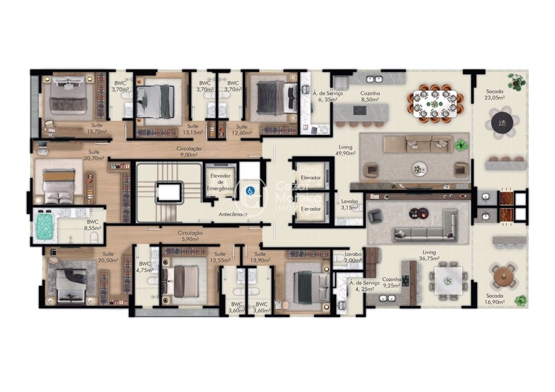 Apartamento em Itapema/SC com 4 suítes: 7ª foto da galeria de imagens do imóvel
