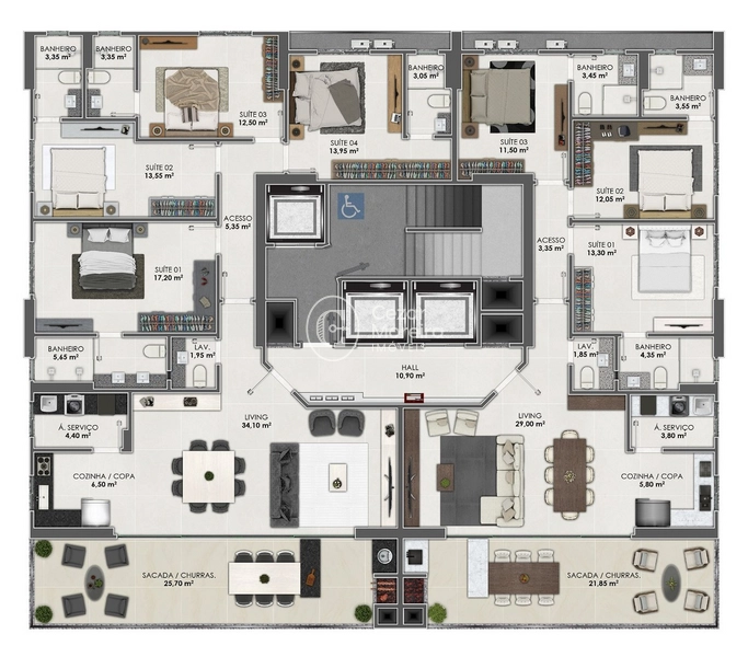 Apartamento em Itapema/SC com 3 suítes: 3ª foto da galeria de imagens do imóvel
