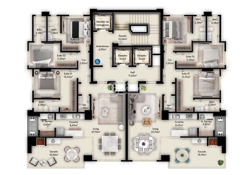 Apartamento em Itapema/SC com 4 suítes: 13ª foto da galeria de imagens do imóvel