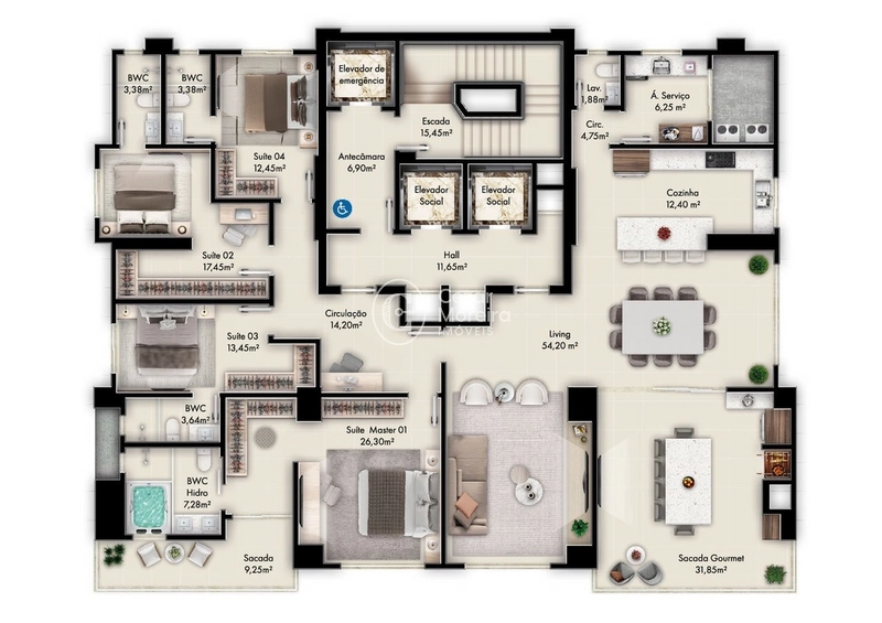 Apartamento em Itapema/SC com 4 suítes: 7ª foto da galeria de imagens do imóvel