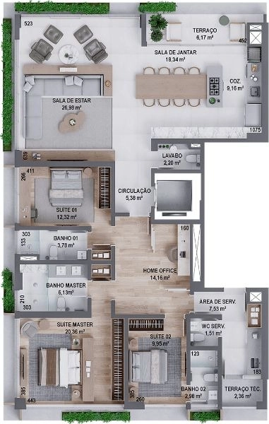 Apartamento com 3 Suítes | 2 Vagas | 175 m² à Venda - Centro, FLoripa: 36ª foto da galeria de imagens do imóvel