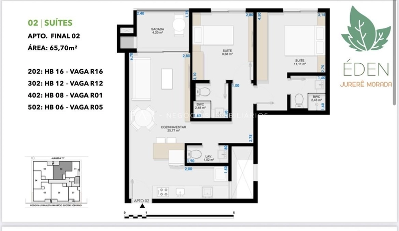 Apartamento com 2 Suítes à venda em Jurerê - Florianópolis: 3ª foto da galeria de imagens do imóvel