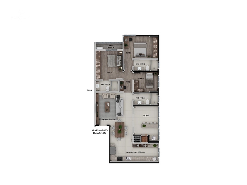 APARTAMENTO COM 2 SUÍTES + 1 QUARTO - RESIDENCIAL TURMALINA: 11ª foto da galeria de imagens do imóvel