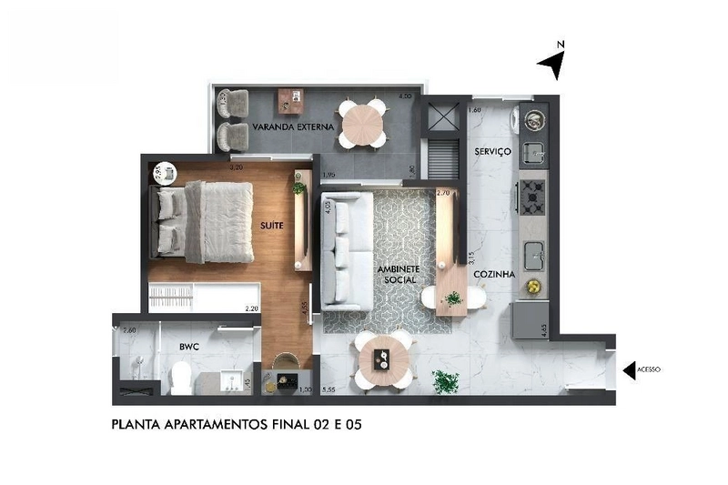 APARTAMENTO COM 1 SUÍTE NO CENTRO: 3ª foto da galeria de imagens do imóvel