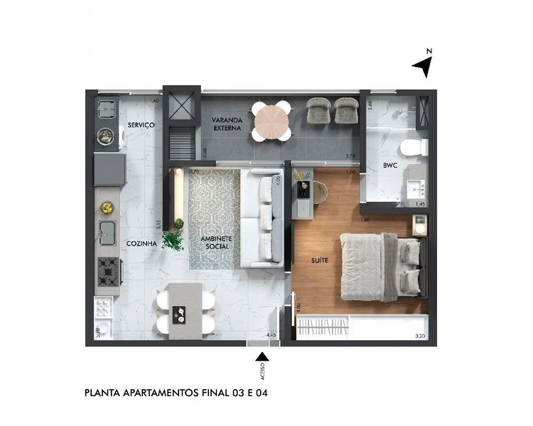 APARTAMENTO COM 1 SUÍTE NO CENTRO: 4ª foto da galeria de imagens do imóvel