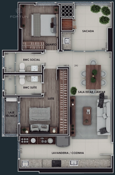 APARTAMENTO COM 1 SUÍTE + 1 QUARTO - RESIDENCIAL TURMALINA: 12ª foto da galeria de imagens do imóvel