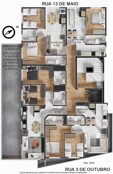 Apartamento confortável e bem distribuído, composto por 2 dormitórios: 4ª foto da galeria de imagens do imóvel
