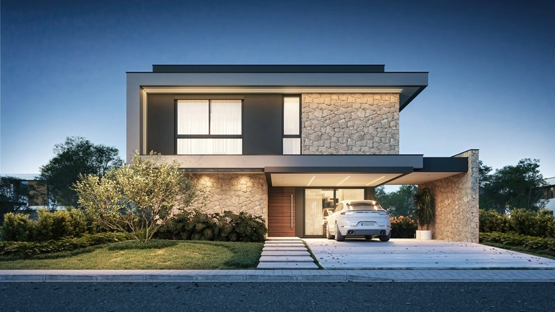 Casa em condomínio com arquitetura moderna e ambientes amplos: 3ª foto da galeria de imagens do imóvel