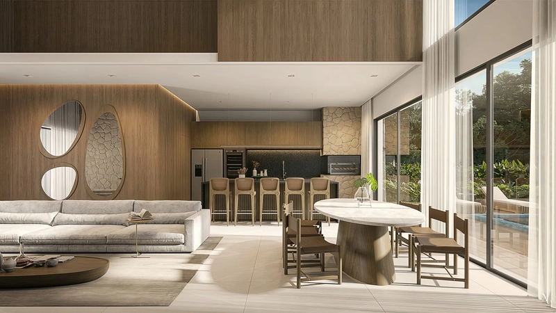 Casa em condomínio com arquitetura moderna e ambientes amplos: 5ª foto da galeria de imagens do imóvel