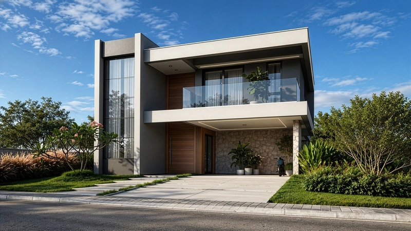 Casa em condomínio com arquitetura moderna e ambientes amplos: 2ª foto da galeria de imagens do imóvel