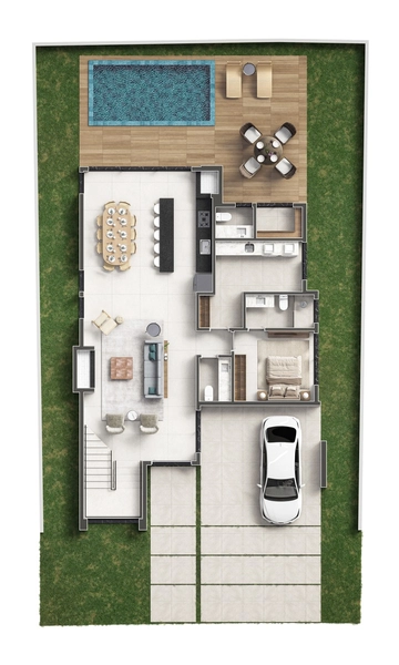 Casa em condomínio com arquitetura moderna e ambientes amplos: 9ª foto da galeria de imagens do imóvel