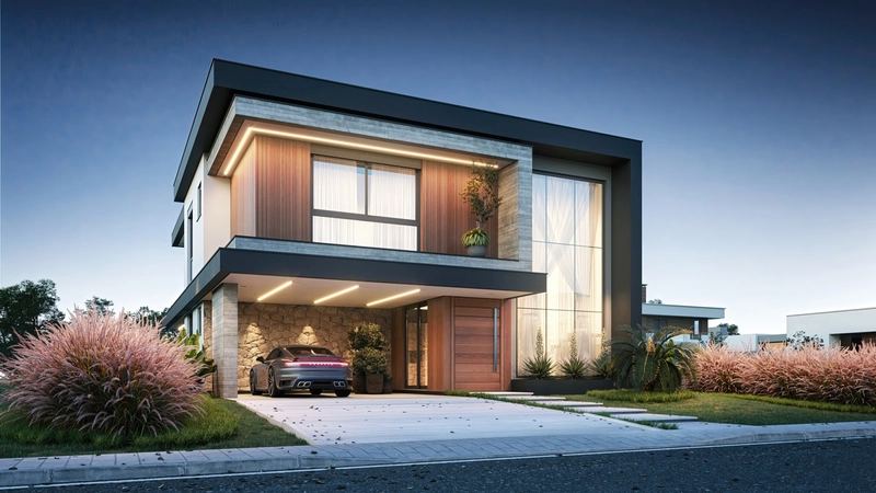 Casa em condomínio com arquitetura moderna e ambientes amplos: 2ª foto da galeria de imagens do imóvel
