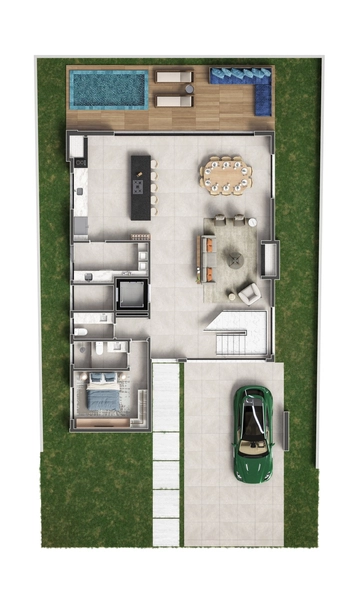 Casa em condomínio com arquitetura moderna e ambientes amplos: 9ª foto da galeria de imagens do imóvel
