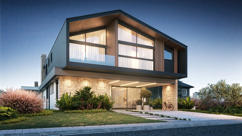 Casa em condomínio com arquitetura moderna e ambientes amplos: 2ª foto da galeria de imagens do imóvel