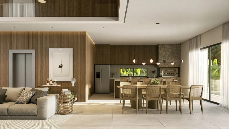 Casa em condomínio com arquitetura moderna e ambientes amplos: 5ª foto da galeria de imagens do imóvel