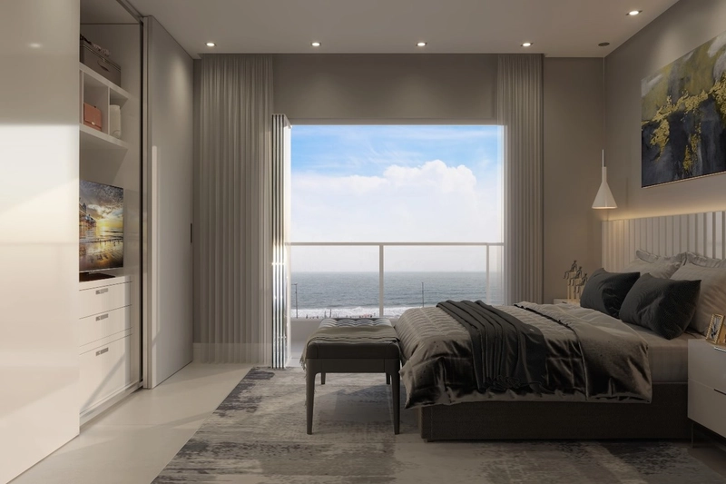 APARTAMENTO LATERAL EM EDIFÍCIO FRENTE MAR NA PRAIA CENTRAL: 9ª foto da galeria de imagens do imóvel