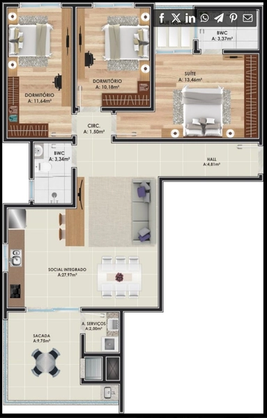 ***AMPLO APARTAMENTO SEMI MOBILIADO COM 03 DORMITÓRIOS***: 24ª foto da galeria de imagens do imóvel