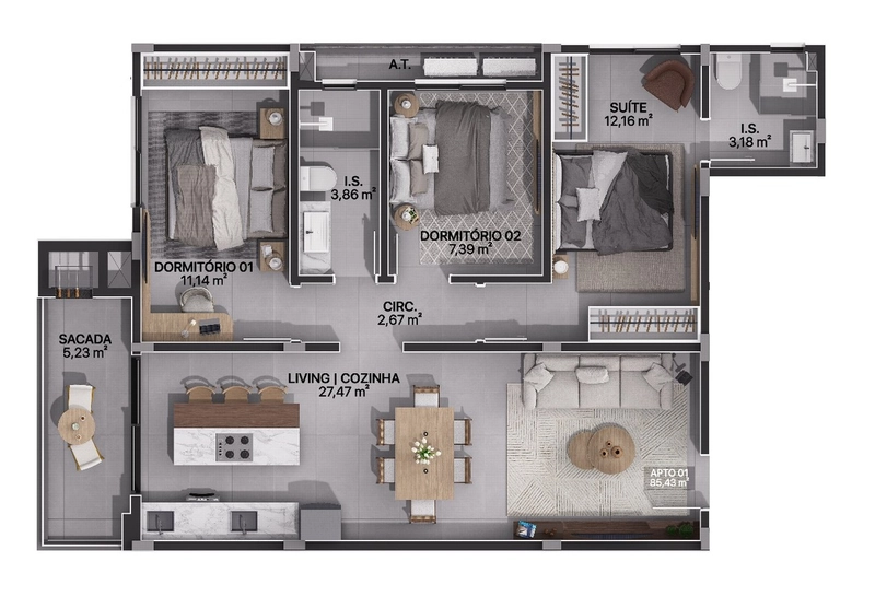 LANÇAMENTO - APARTAMENTOS NA PLANTA NO GRAVATÁ DE NAVEGANTES/SC: 26ª foto da galeria de imagens do imóvel
