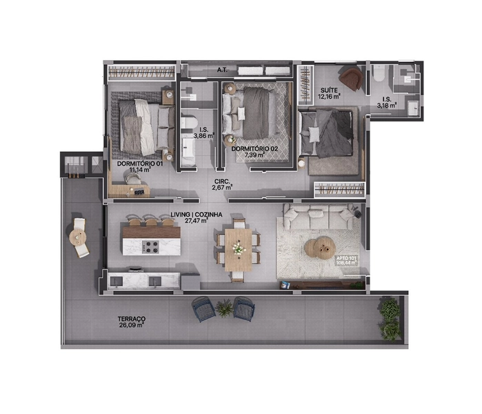 LANÇAMENTO - APARTAMENTOS NA PLANTA NO GRAVATÁ DE NAVEGANTES/SC: 29ª foto da galeria de imagens do imóvel