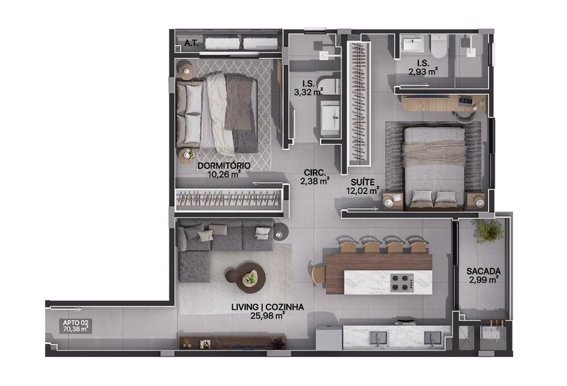 LANÇAMENTO - APARTAMENTOS NA PLANTA NO GRAVATÁ DE NAVEGANTES/SC: 30ª foto da galeria de imagens do imóvel