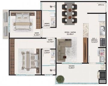 APARTAMENTO TOTALMENTE MOBILIADO - GRAVATÁ - NAVEGANTES: 18ª foto da galeria de imagens do imóvel