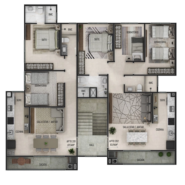 APARTAMENTO NA PLANTA - CENTRO DE NAVEGANTES: 5ª foto da galeria de imagens do imóvel
